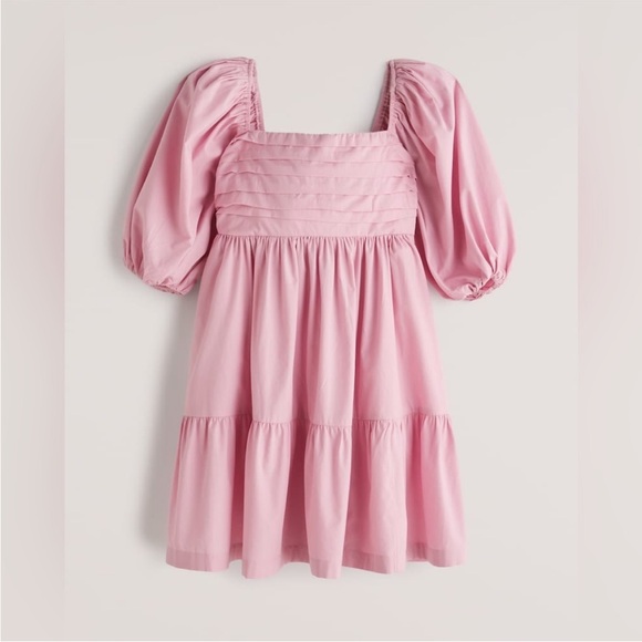 Abercrombie & Fitch Dresses & Skirts - Abercrombie & Fitch Pink Puff-Sleeve Tiered Mini Dress